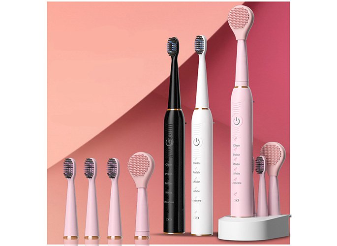 Escova de limpeza facial & Escova de dentes elétrica 2 em 1